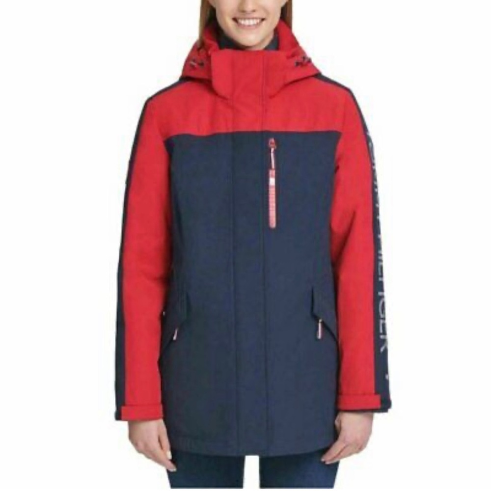 NWT TOMMY HILFIGER 3-in-1 ALL WEATHER SYSTEMS JACKET COAT RED NAVY Sz S